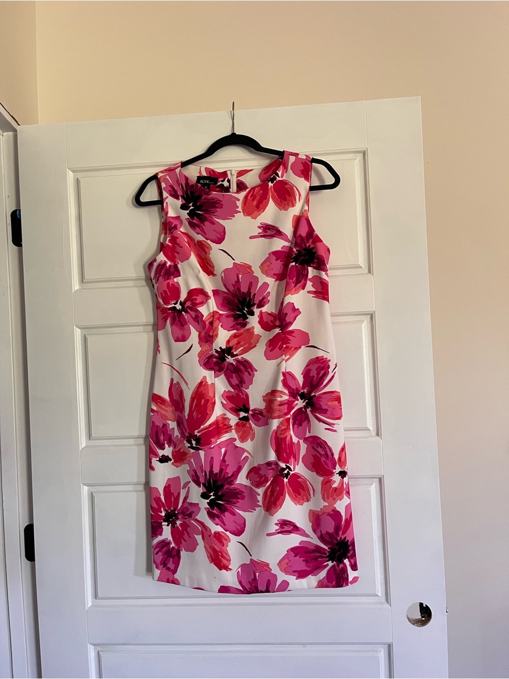 Alyx White Shift Dress with Pink Floral Print